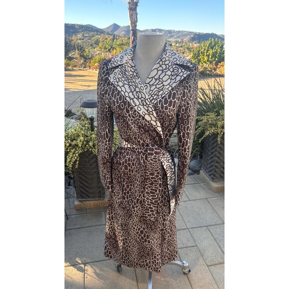 IMagnin Geometric Brown and Cream Trench from the 1960s or 1970s, Size Small ? - Picture 5 of 9